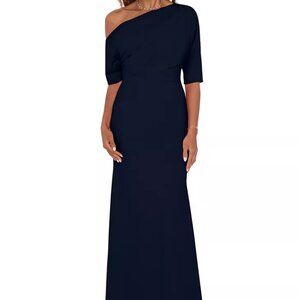 BETSY & ADAM OFF the SHOULDER NAVY GOWN - SIZE 12